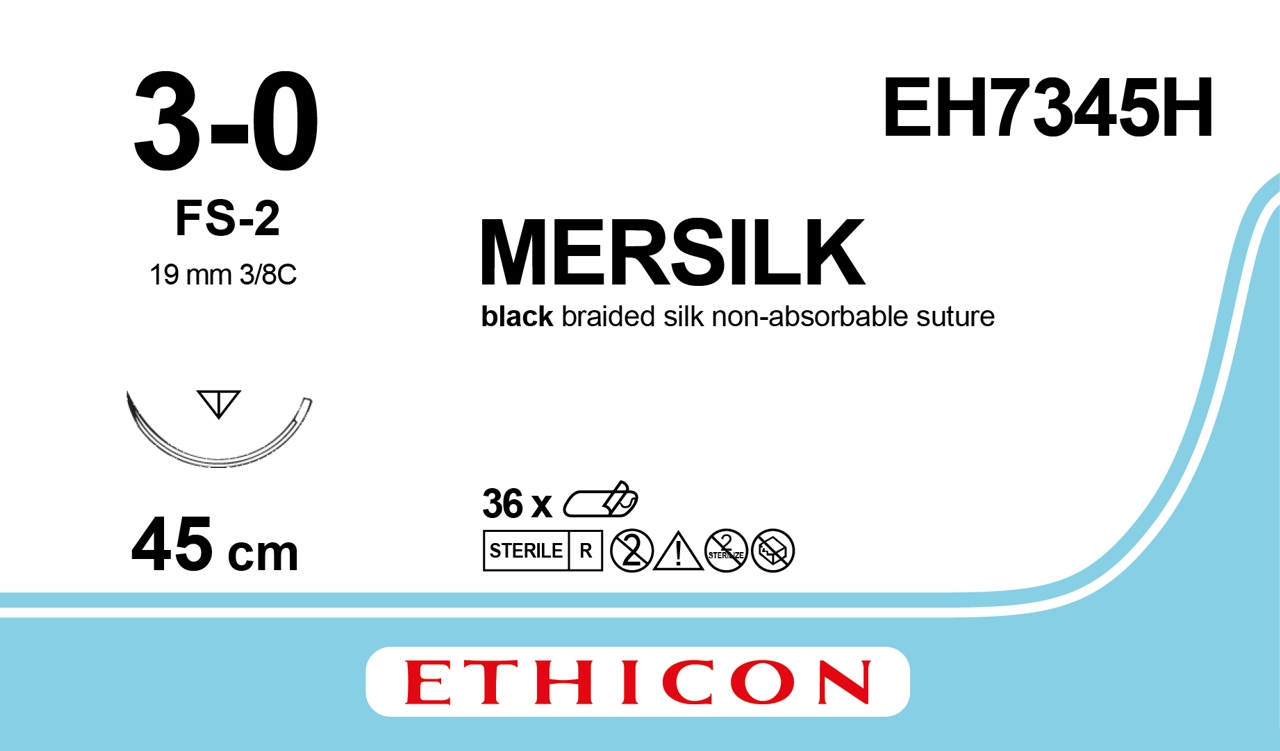Silke sutur 3-0, EH7345H, FS-2 needle, 45 cm black
