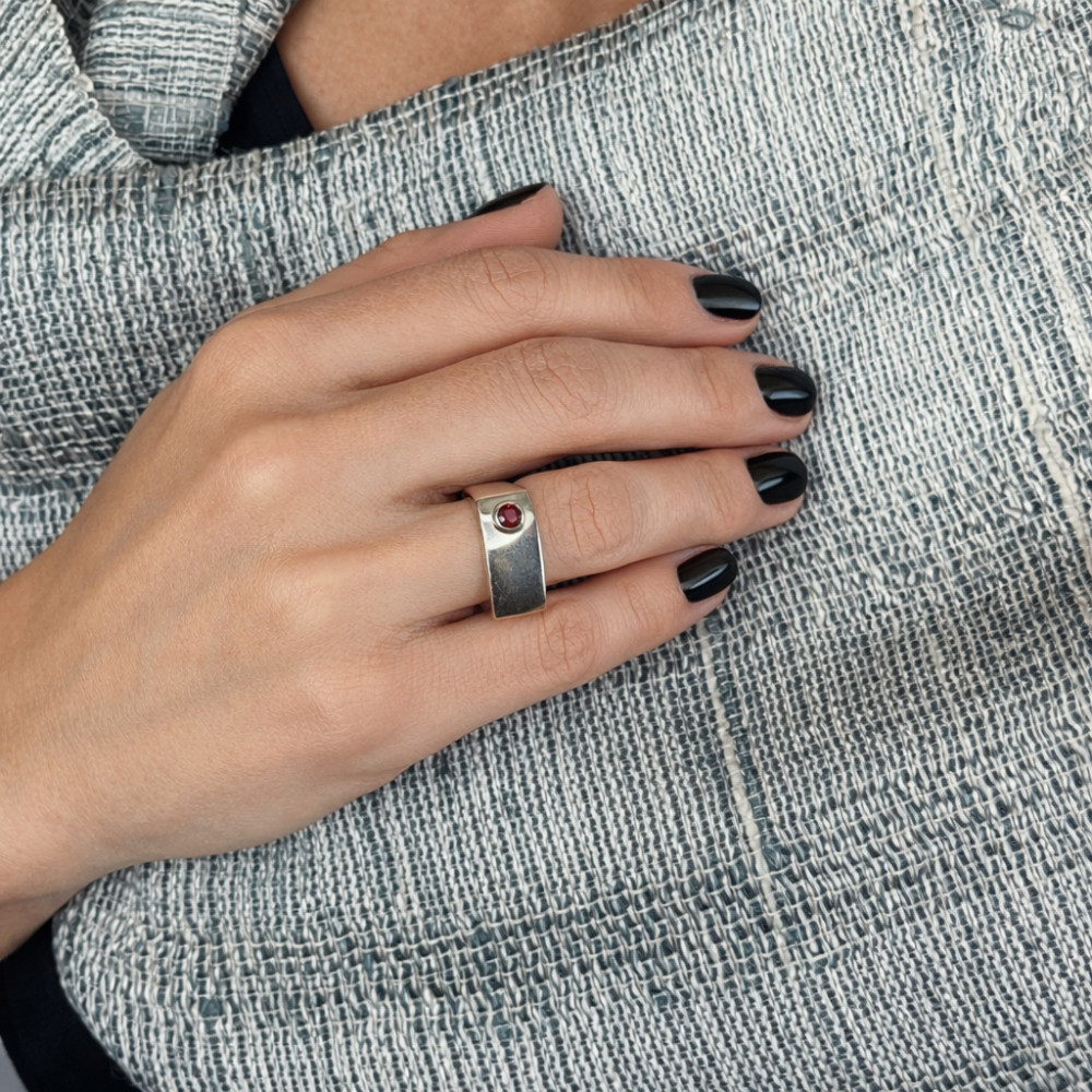 Red Shape Silverring