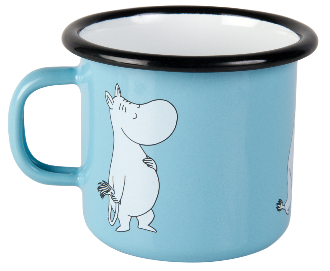 Ljusblå Mumin emaljmugg med Mumintrollet motiv