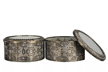Ask med spegellock, gyllenbrun 15x8cm