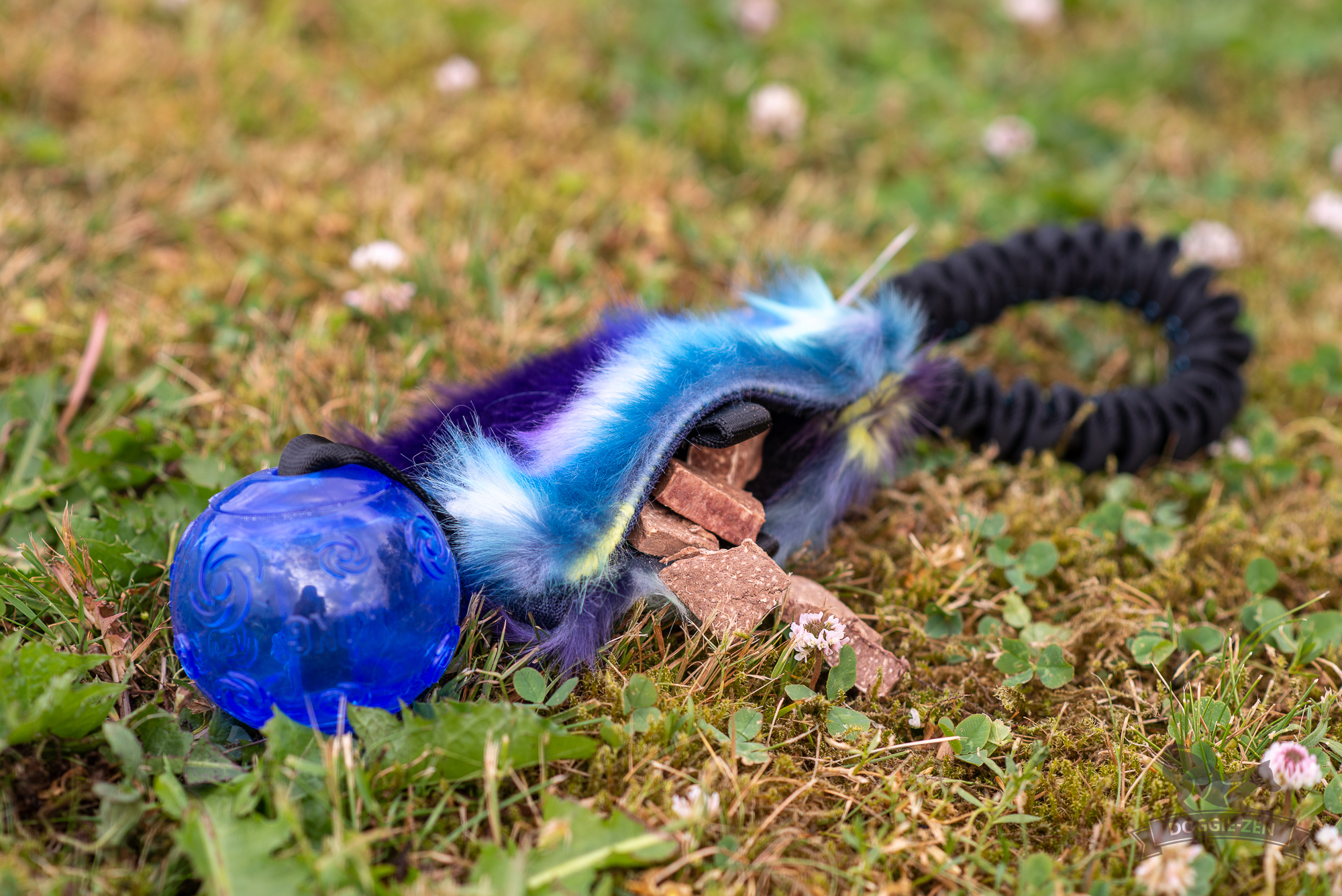 Elastisk fickbelöningskampis med KONG Squeezz pipboll - 4