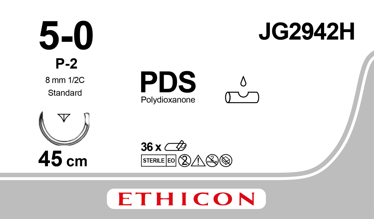 PDS II suture 5-0,  JG2942H, P-2 45 cm purple