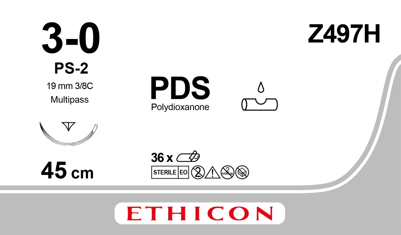 PDS II suture 3-0, Z497H, PS-2 45 cm undyed