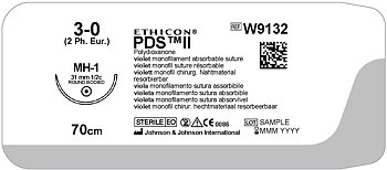 PDS II suture 3-0,  W9132H, MH-1 70 cm purple