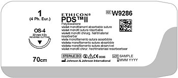 PDS II suture 1,  W9286T, OS-4 70 cm purple