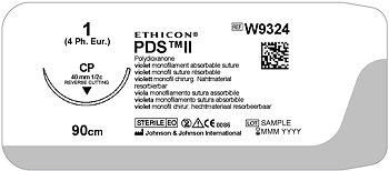 PDS II suture 1,  W9324T, CP 90 cm purple