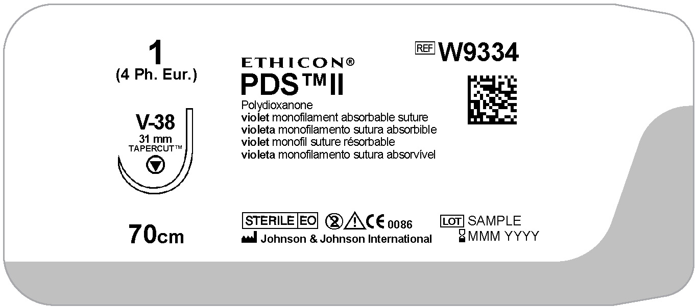 PDS II suture 1, W9334T, V-38 70 cm purple - Suture Online