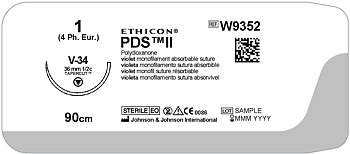 PDS II suture 1,  W9352T, V-34 90 cm purple