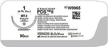 PDS II suture 1,  W9965T, BT-3 90 cm purple