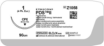 PDS II suture 1,  Z1058E, CPX 90 cm purple