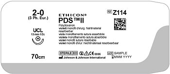 PDS II suture 2-0,  Z114H, UCL 70 cm purple