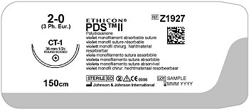 PDS II suture 2-0,  Z1927G, CT-1 150  cm purple