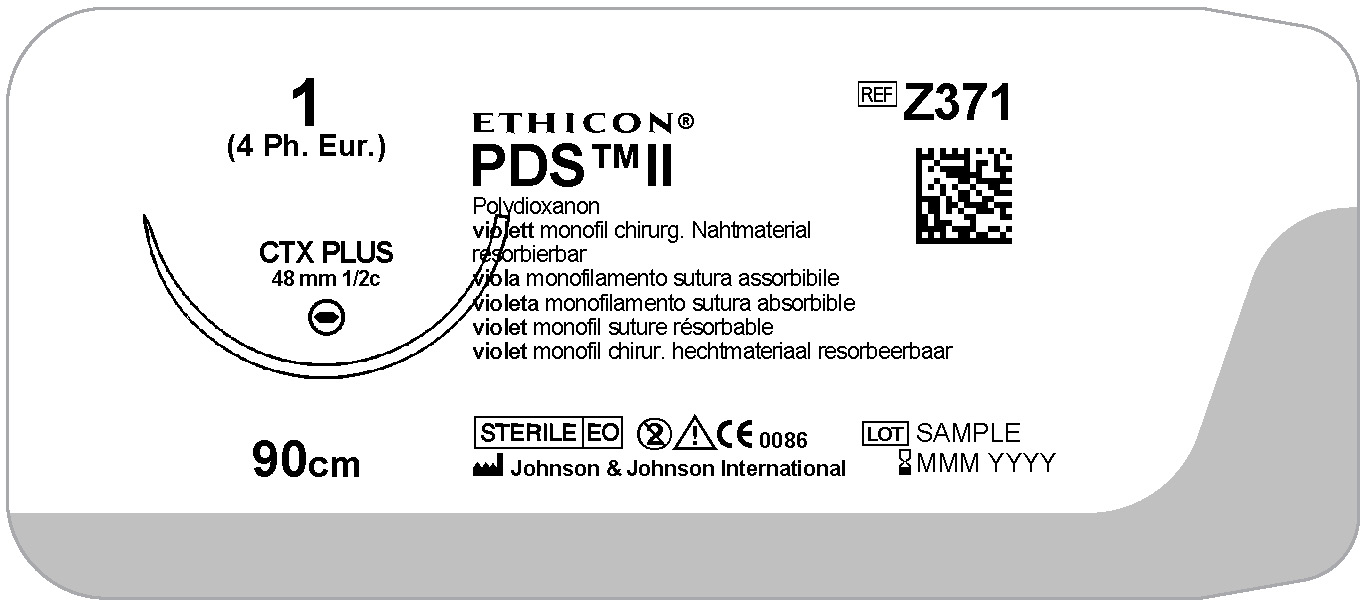 PDS II suture 1, Z371E, CTX 90 cm purple - Suture Online