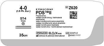 PDS II suture 4-0,  Z620E,  2XST-4 35 cm purple