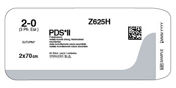 PDS II suture 2-0,  Z625H, 2X70 cm purple