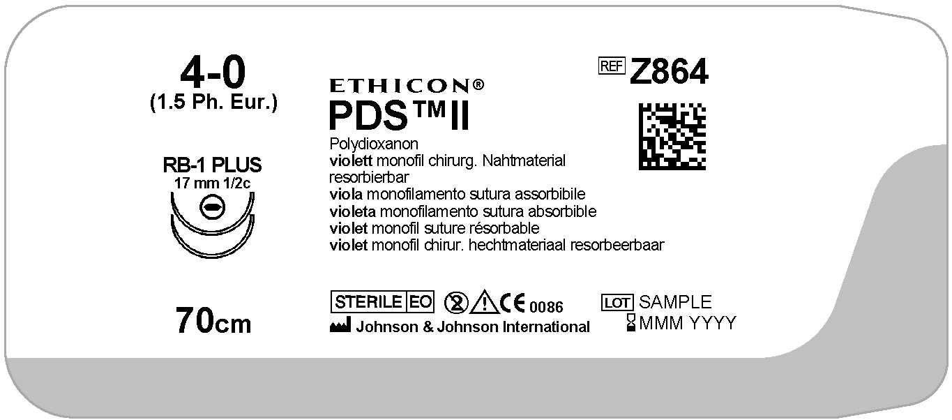 PDS II suture 4-0, Z864H, 2XRB-1 70CM - Suture Online