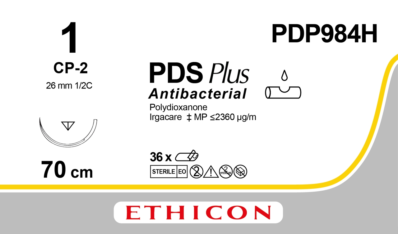 PDS Plus suture 1,  PDP984H,   CP-2 70 cm purple