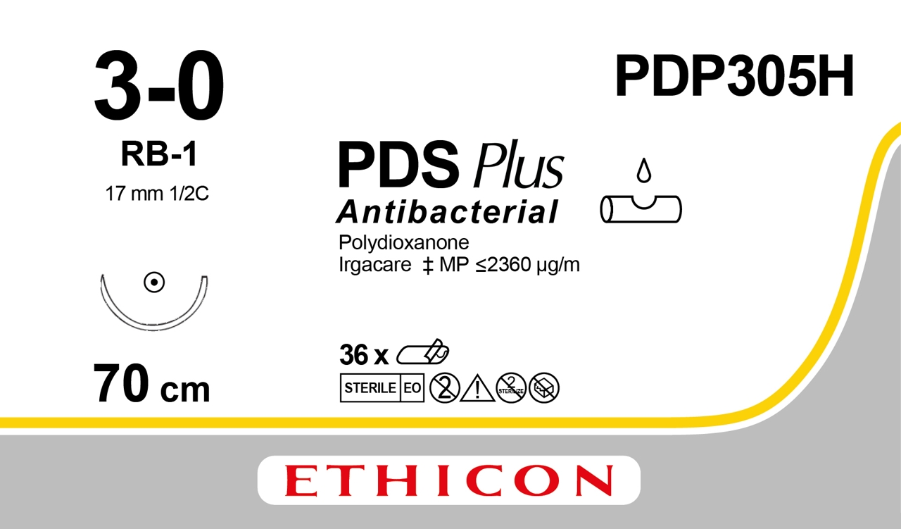 PDS Plus suture 3-0, PDP305H, RB-1 70 cm purple - Suture Online