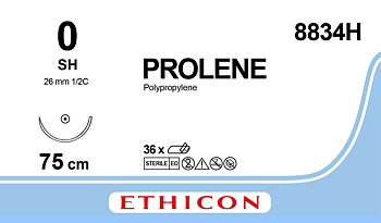 Prolene sutur 0, 8834H, SH 75 cm blue
