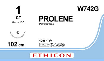 Prolene sutur 1, W742G, CT 100 cm blue