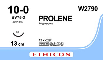Prolene sutur 10-0, W2790, BV75-3 13 cm blue