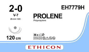 Prolene sutur 2-0, EH7779H, 2XV-7 120 cm blue