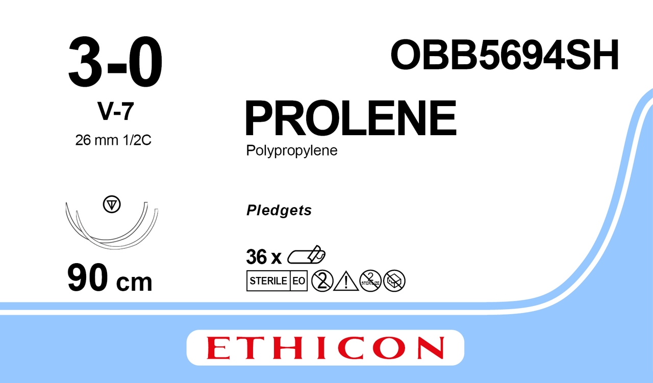 Prolene sutur 3-0, OBB5694SH, 2XV-7 90 cm blue PLEDGET