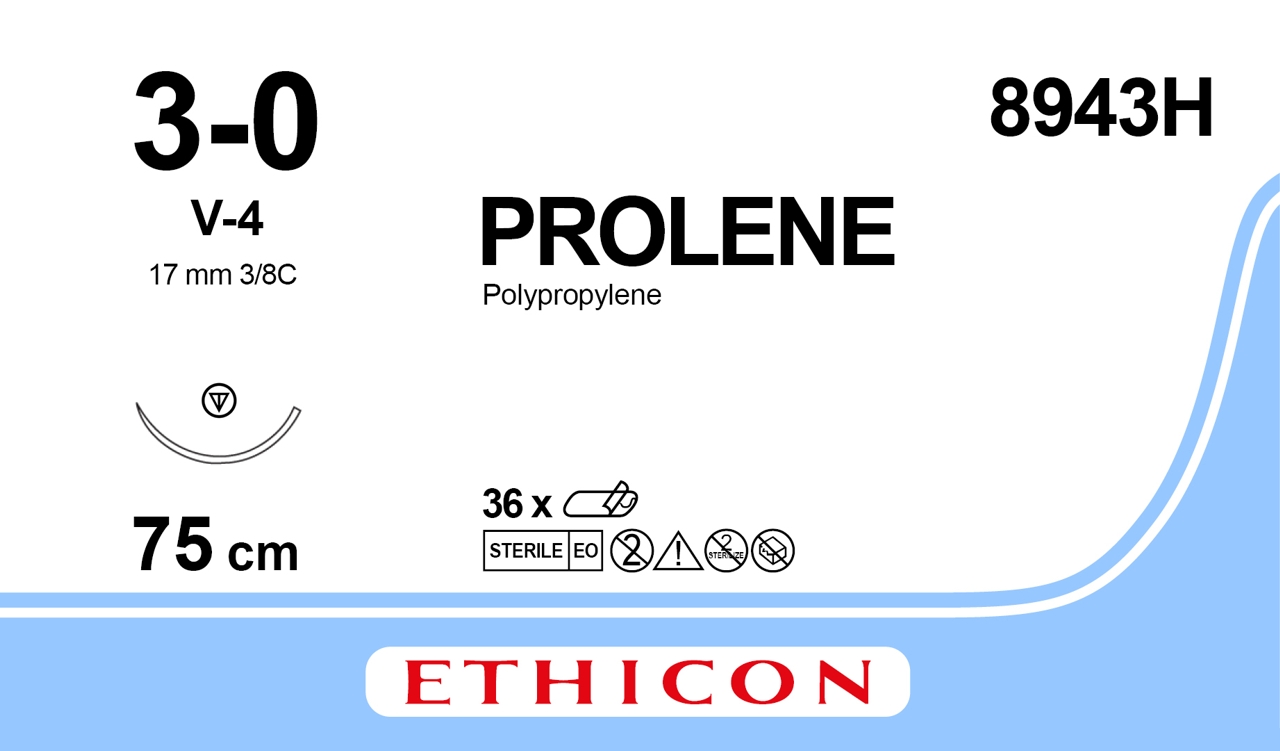Prolene sutur 3-0, 8943H, V-4 75 cm blue