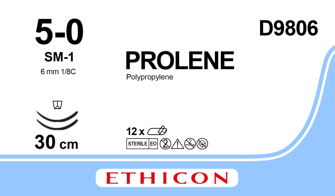 Prolene suture 5-0, D9806, 2XSM-1 30 cm blue
