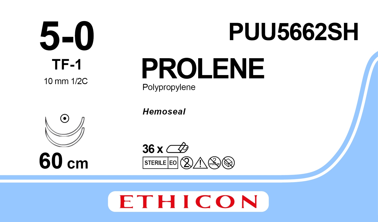Prolene suture 5-0, PUU5662SH, 2XTF-1 60 cm blue