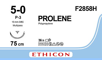 Prolene sutur 5-0, F2858H, P-3 MP 75 cm undyed