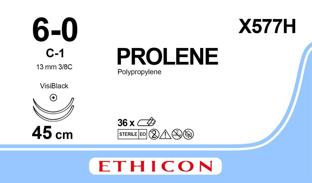 Prolene sutur 6-0, X577H, 2XC-1 VB 45 cm blue