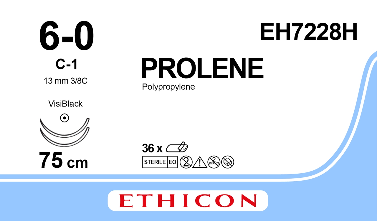 Prolene suture 6-0, EH7228H, 2XC-1 VB 75 cm blue