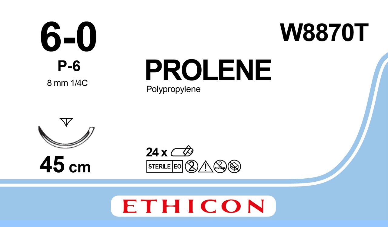 Prolene suture 6-0, W8870T, P-6 45 cm blue