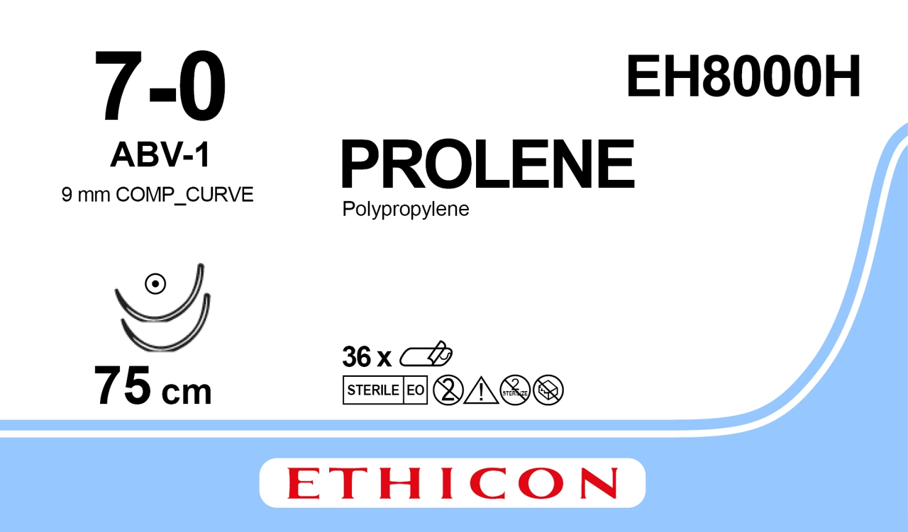 Prolene suture 7-0, EH8000H, 2XABV-1 75 cm blue