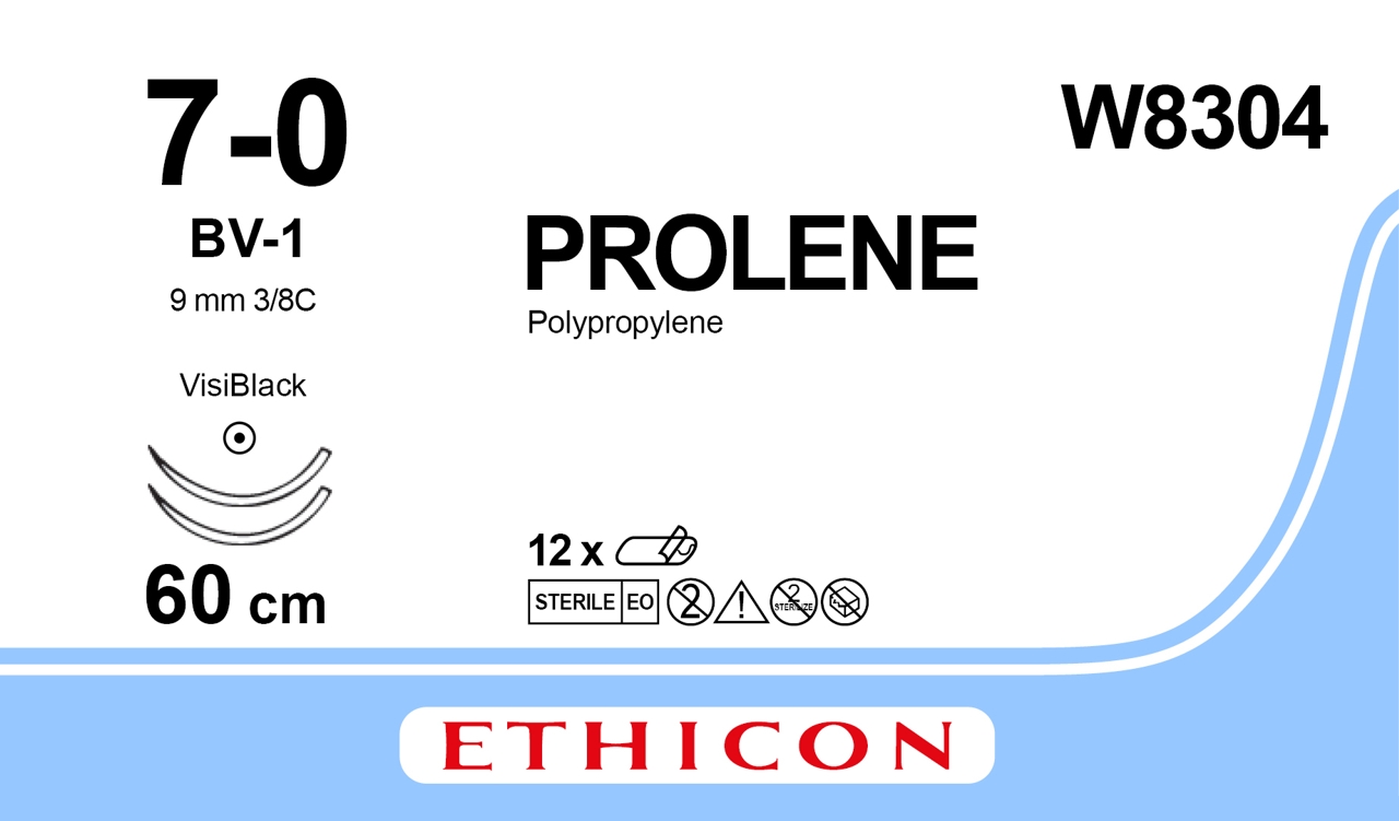 Prolene suture 7-0, W8304, 2XBV-1 VB 60 cm blue
