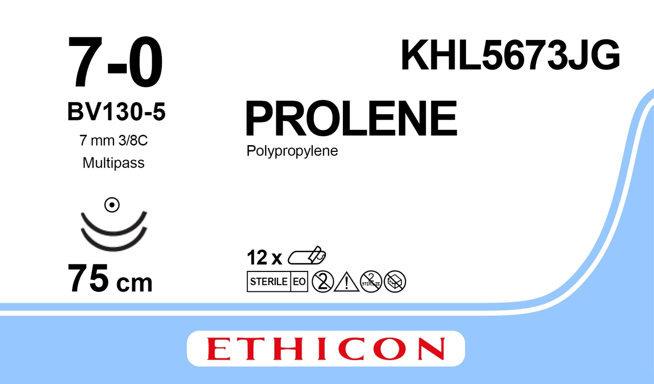 Prolene sutur 7-0, KHL5673JG, 2XBV130-5 2X75 cm blue