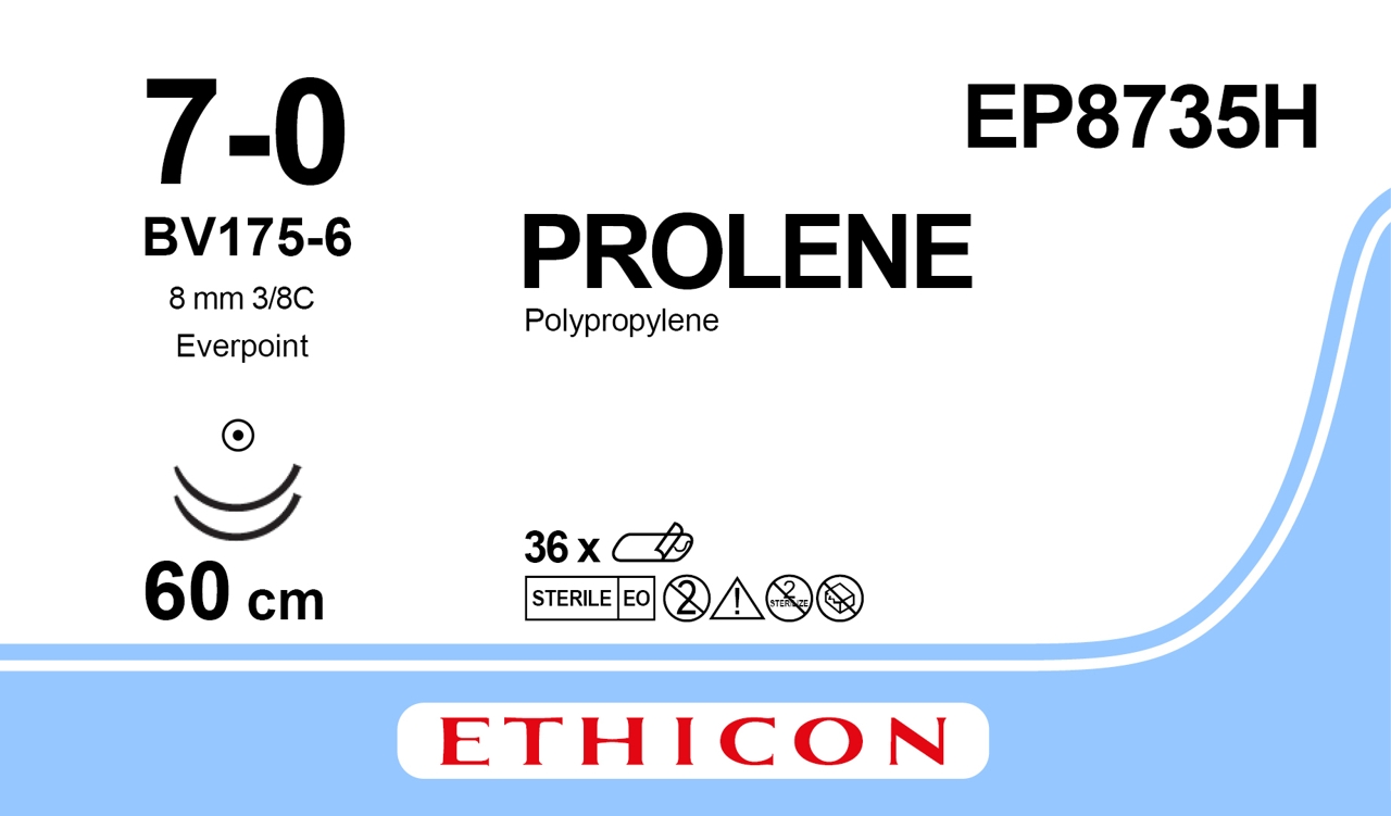Prolene sutur 7-0, EP8735H, 2XBV175-6 EP 60 cm blue