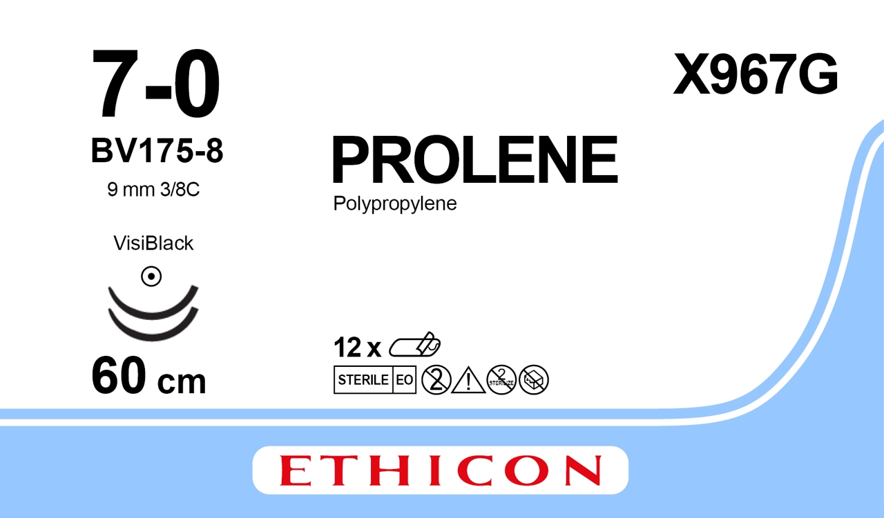 Prolene sutur 7-0, X967G, 2XBV175-8 4X60 cm blue