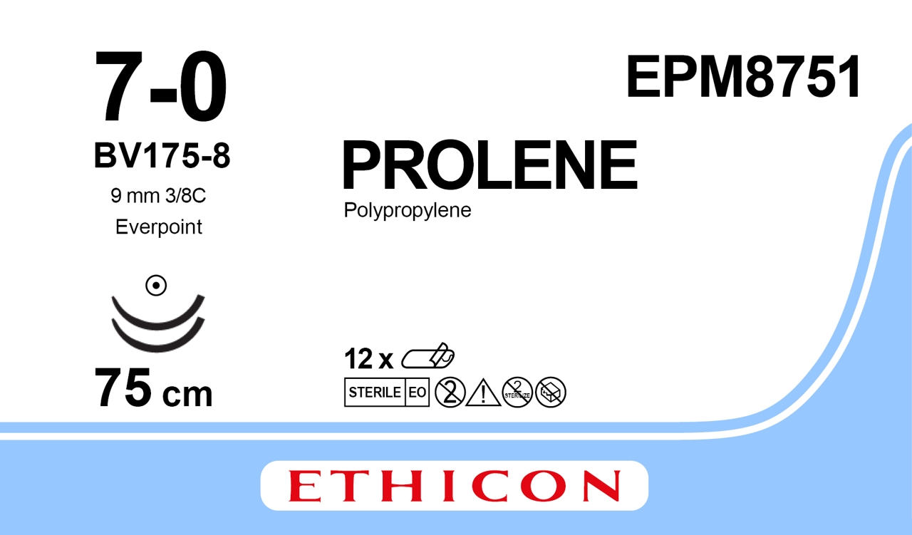 Prolene suture 7-0, EPM8751, 2XBV175-8 EP 4X75