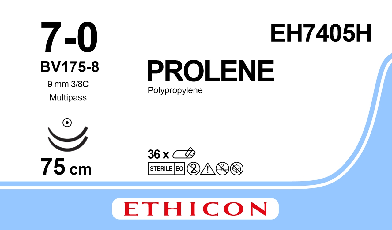 Prolene sutur 7-0, EH7405H, 2XBV175-8 MP 75 cm blue
