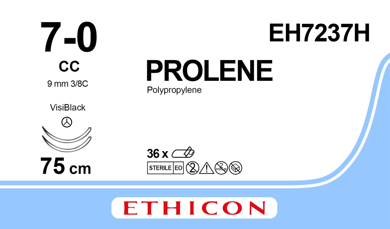 Prolene suture 7-0, EH7237H, 2XCC VB 75 cm blue