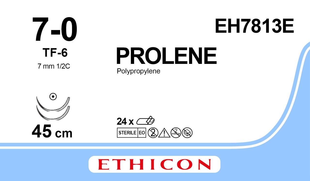 Prolene suture 7-0, EH7813E, 2XTF-6 45 cm blue