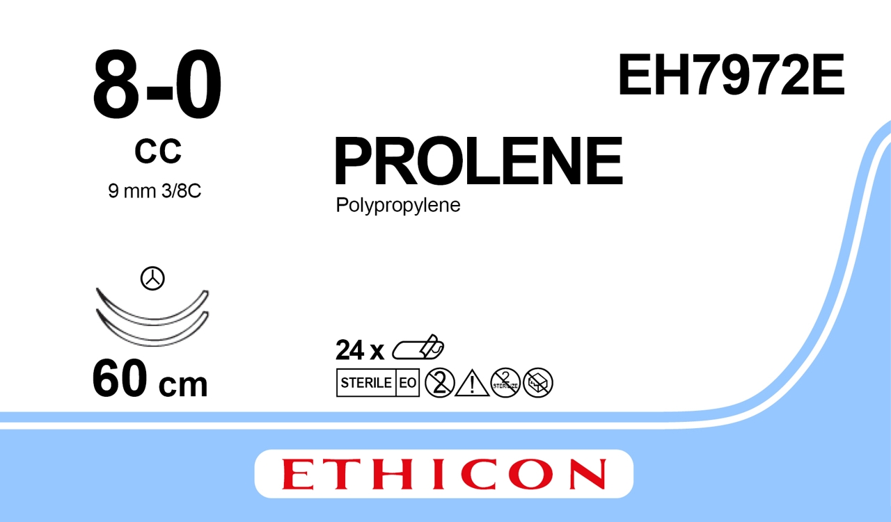 Prolene sutur 8-0, EH7972E, 2XCC 60 cm blue