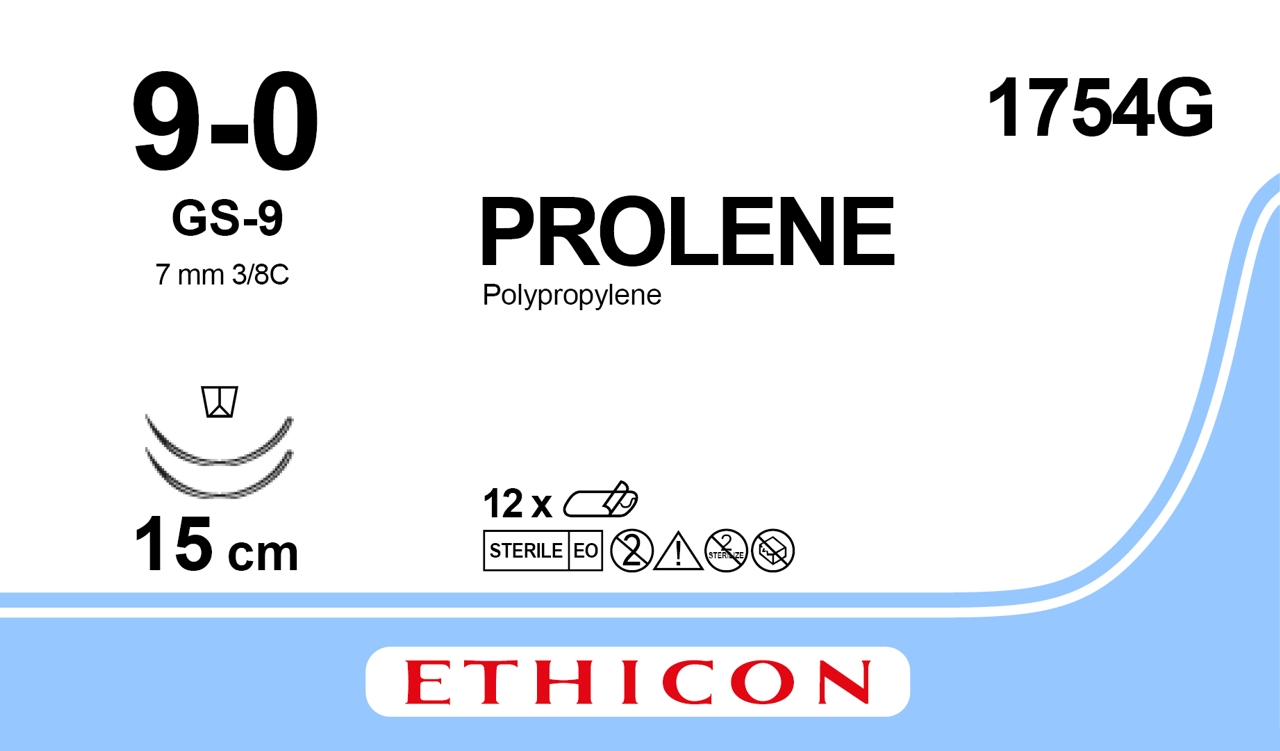 Prolene sutur 9-0, 1754G, 2XGS-9 15 cm blue