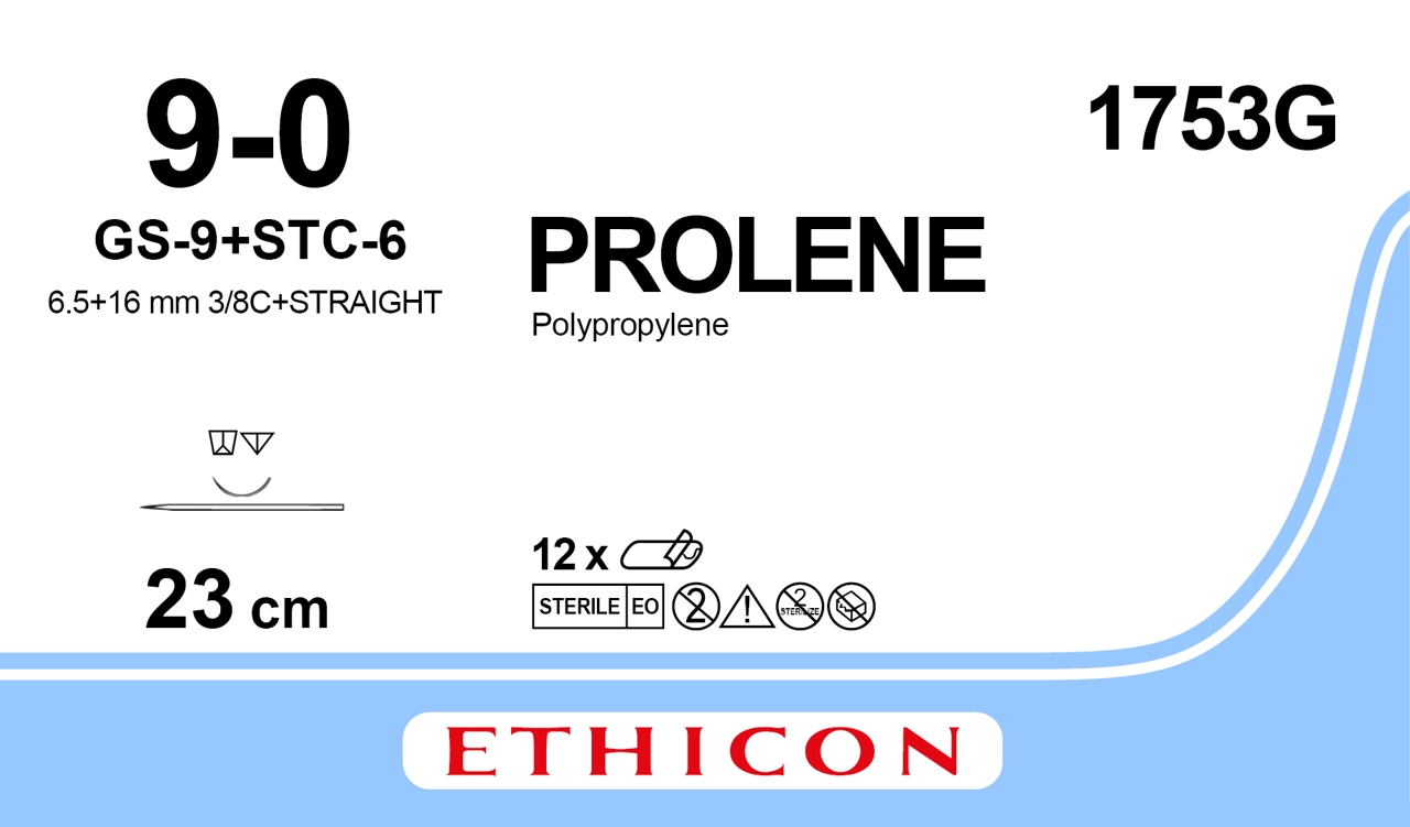 Prolene sutur 9-0, 1753G, GS-9+STC-6 20 cm blue