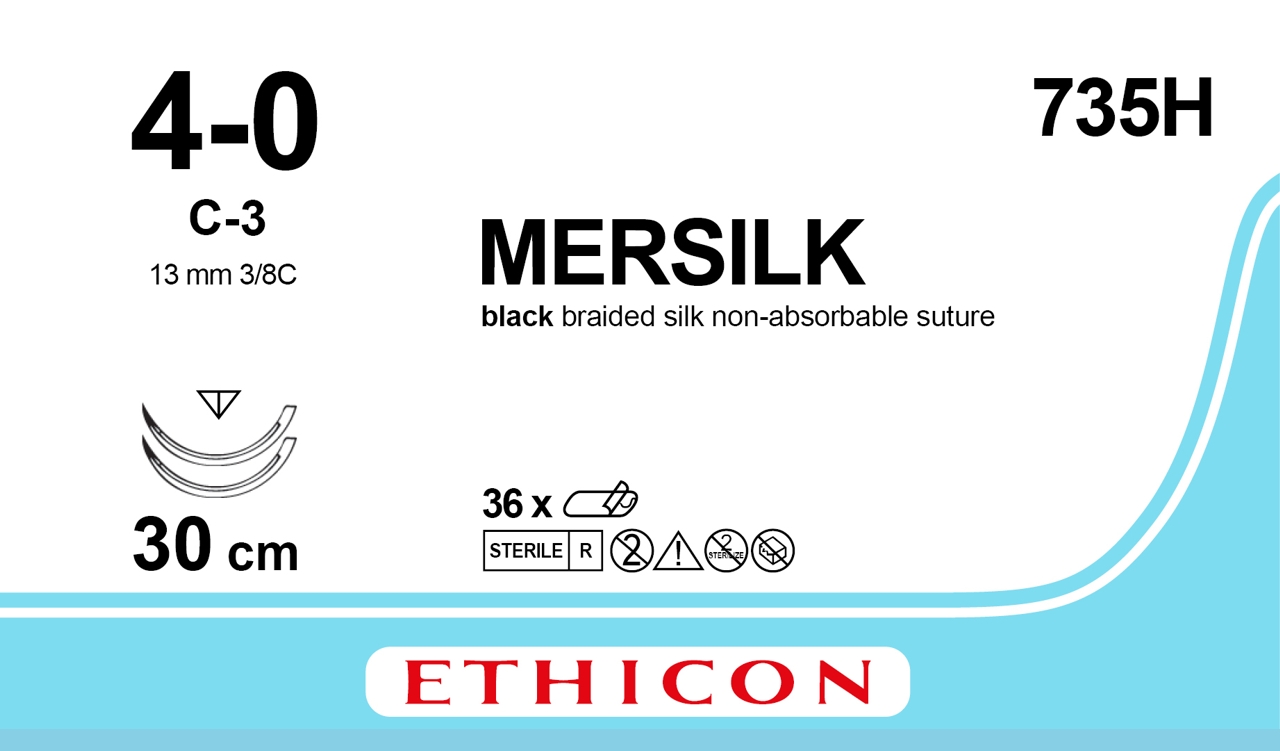 Silk suture 4-0, 735H, 2XC-3 30 cm black