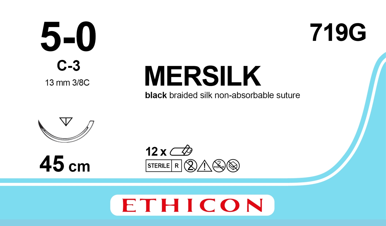 Silk suture 5-0, 719G, C-3 45 cm black