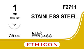 Steel suture 1,  F2711, 1 CP 75 cm monofilament