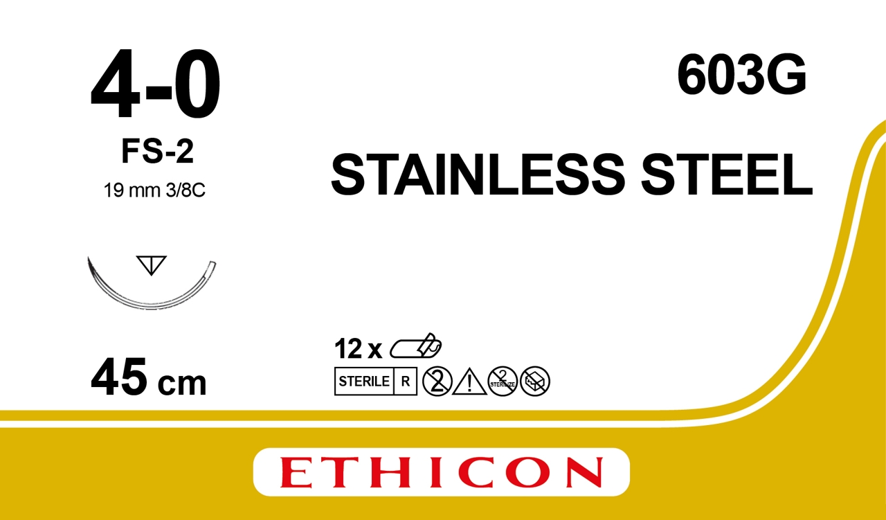 Stålsutur 4-0, 603G, 4-0 FS-2 75 cm monofilament